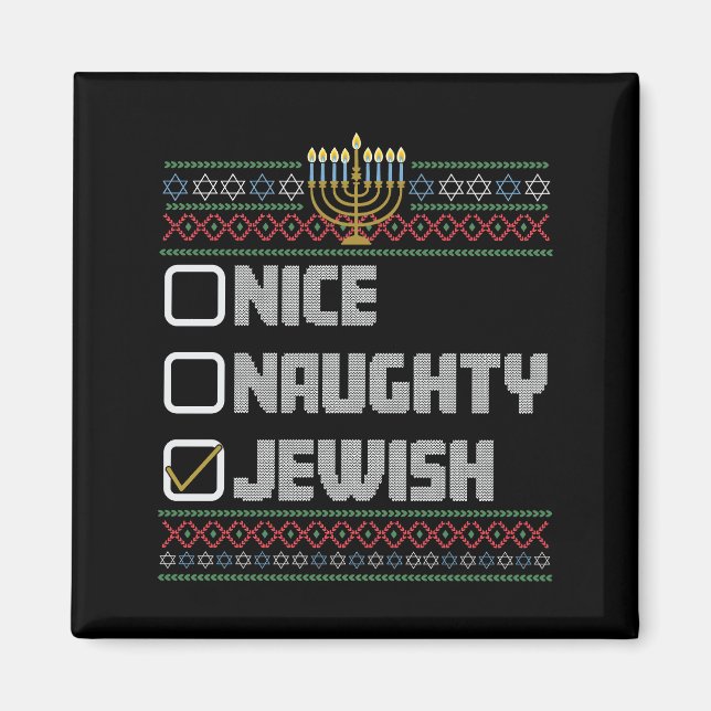 Busig Snäll Judisk Tomte Fula Jul Hanukkah  Magnet (Framsidan)