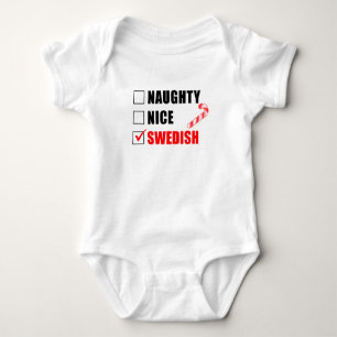Busig Snäll Svensk Tomte Lista Baby Body T Shirt