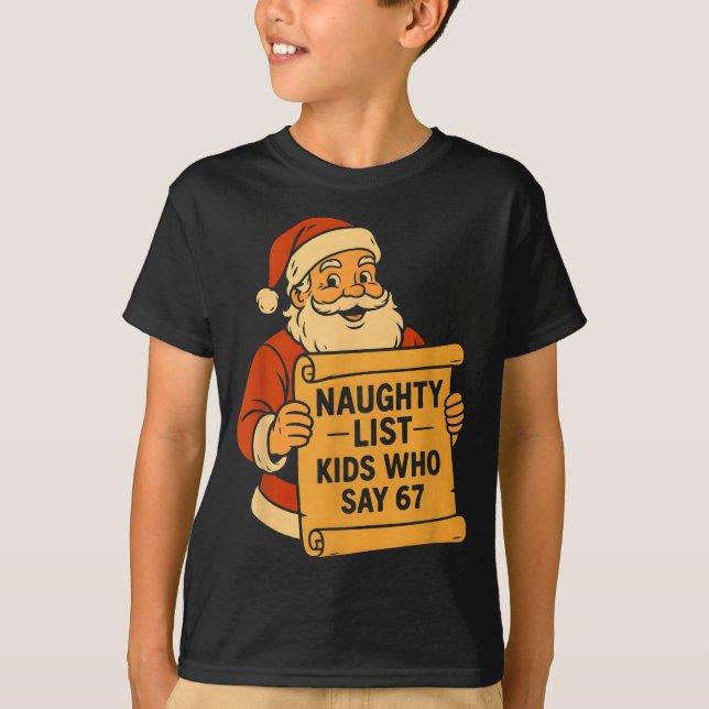 Busiga barn som säger 67 Meme 6 7 Tomte  T Shirt (Framsida)