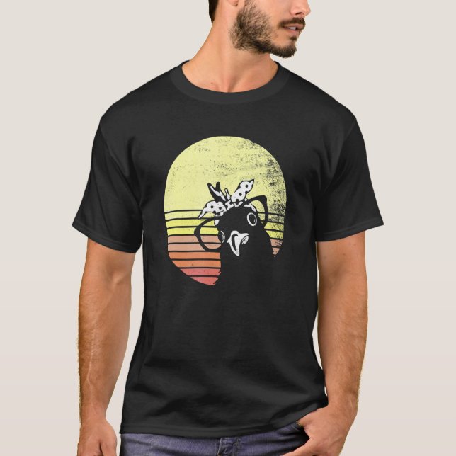Busiga Kyckling Retro Solnedgångs Solglasögon T Shirt (Framsida)
