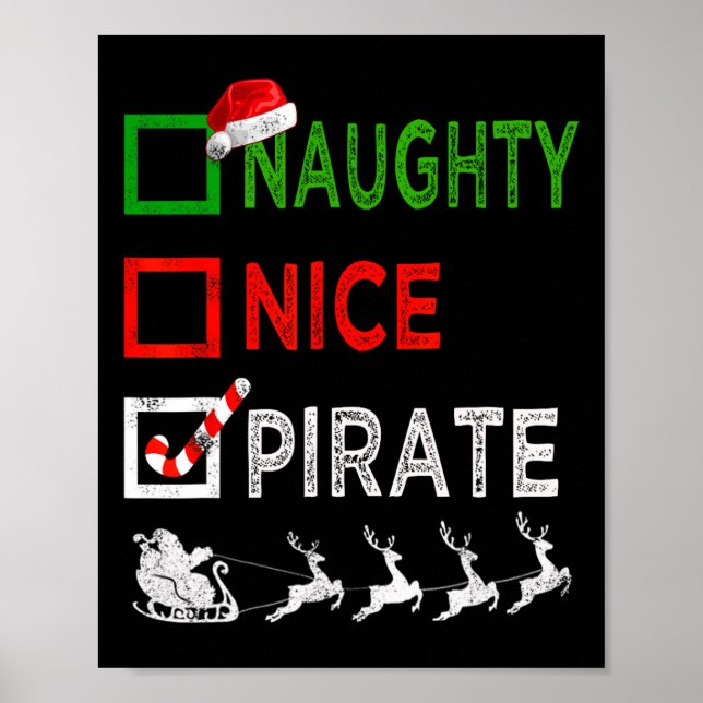 Busiga Snälla Pirat Jul Pyjamas Rolig Tomte  Poster (Framsidan)
