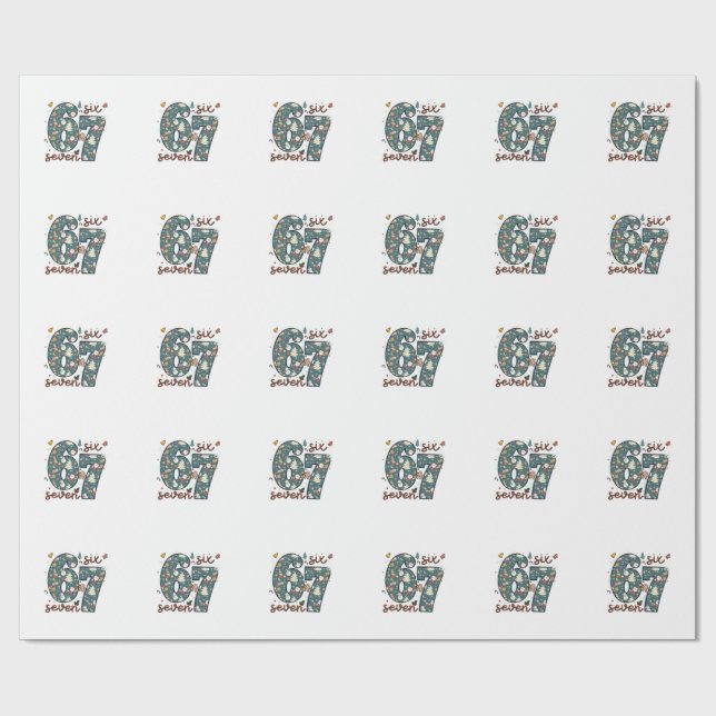 Busiga Snälla Sex Sju 67 Brainrot Jul Presentpapper (Platt)