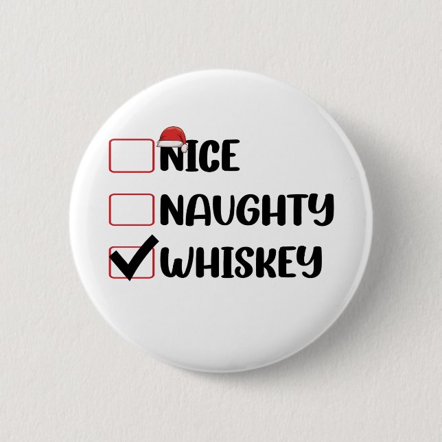 Busiga Snälla Whiskey Tomte Julklappar Knapp (Framsida)