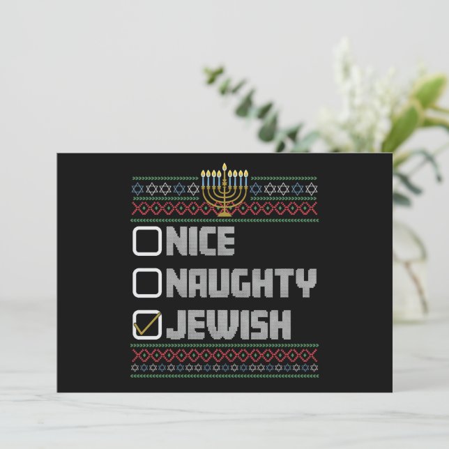 Busige Snälla Judiska Tomte Fula Jul Hanukkah  Inbjudningar (Stående Fram)