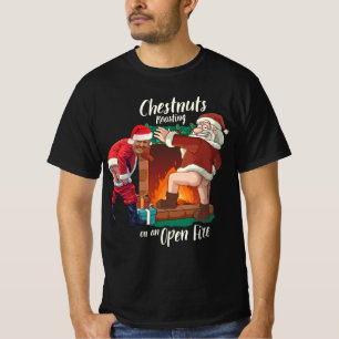 Busige Tomte & Trump Smutsig Mat Puns Röstning Nöt T Shirt