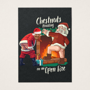 Busige Tomte & Trump Smutsig Mat Puns Röstning Nöt Visitkort
