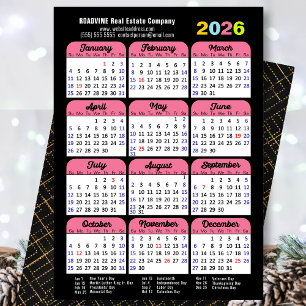 Business 2025 Calendar Black Rosa Minimalist Julkort