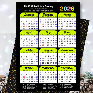 Business 2026 Calendar Black Grönt Minimalist Julkort
