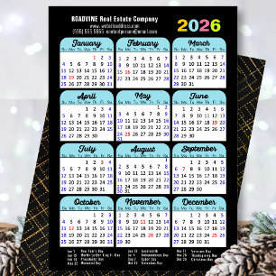 Business 2026 Calendar Black Minimalist Julkort