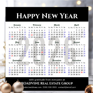 Business 2026 Calendar Black Silver Glitter - enke Julkort