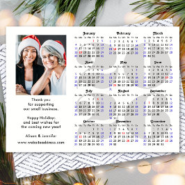 Business 2026 Calendar Minimalist Silver Glitter Julkort