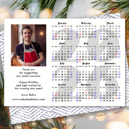 Business 2026 Calendar Minimalist Silver Glitter Julkort