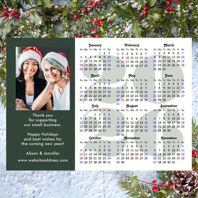 Business 2026 Calendar Sage Grönt Photo Magnetic (Skapare uppladdad)