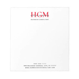 Business 3 Brev Monogram Logotyp Red Black White Anteckningsblock