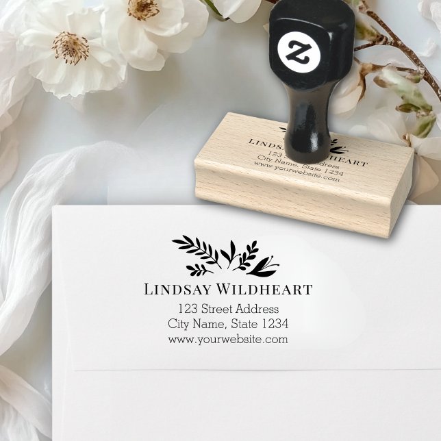 Business Address | Botanical Logo Business Stämpel (Business Address | Botanical Logo Business Rubber Stamp)