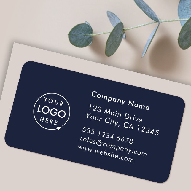 Business Address Label | Logo Company Info Sticker Adressetikett (Company branded return address labels for everyday business professional mailing needs)