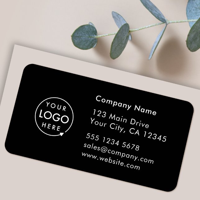 Business Address Label | Logo Company Info Sticker Adressetikett (Company branded return address labels for everyday business professional mailing needs)