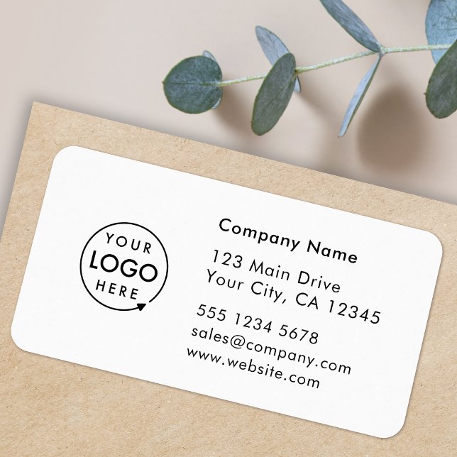 Business Address Label | Logo Company Info Sticker Adressetikett (Company branded return address labels for everyday business professional mailing needs)