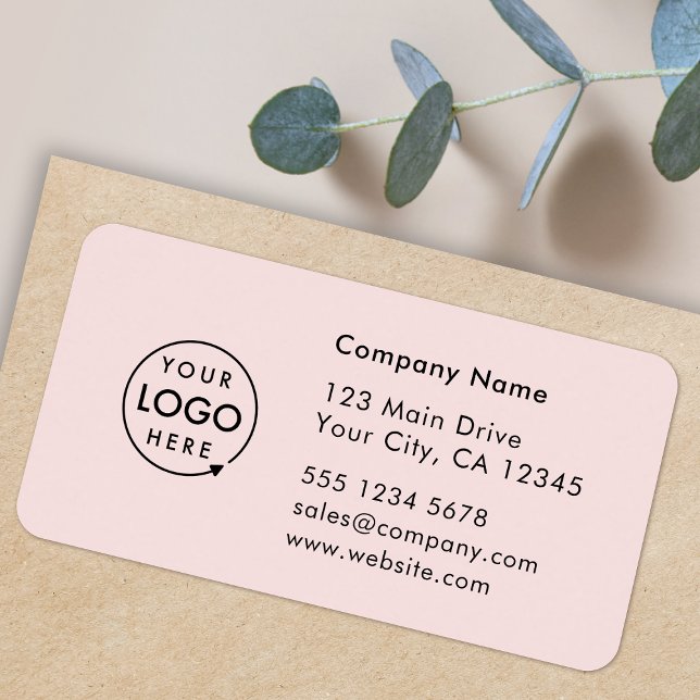 Business Address Label | Pink Company Info Sticker Adressetikett (Company branded return address labels for everyday business professional mailing needs)