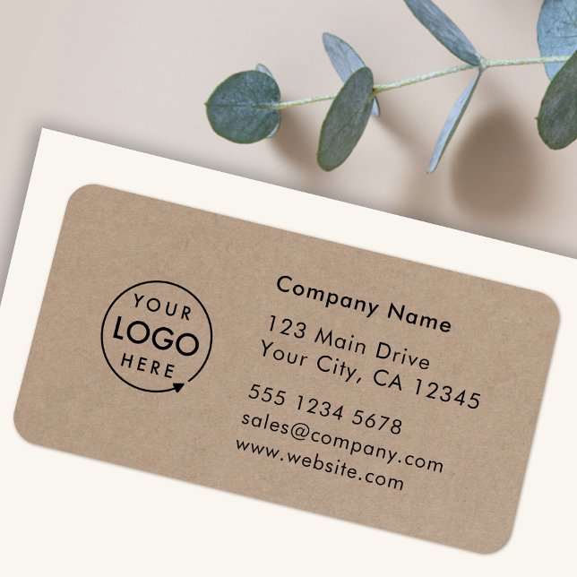 Business Address Label | Rustic Kraft Logo Sticker Adressetikett (Company branded return address labels for everyday business professional mailing needs)