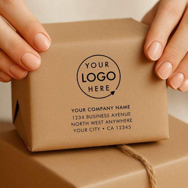 Business Address Rubber Stamp | Logo Branded Stämpel (Professional pre-addressed stamp showcasing your brand for envelopes, parcels & business mail)