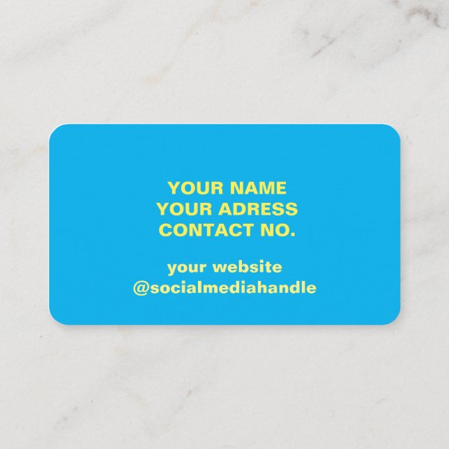 Business anpassningsbar logotyp namn, enkel blå gu visitkort (Baksida)