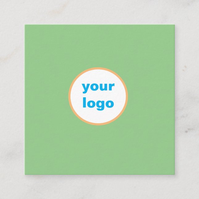 Business anpassningsbar logotyp namn, enkelt grönt fyrkantigt visitkort (Framsida)