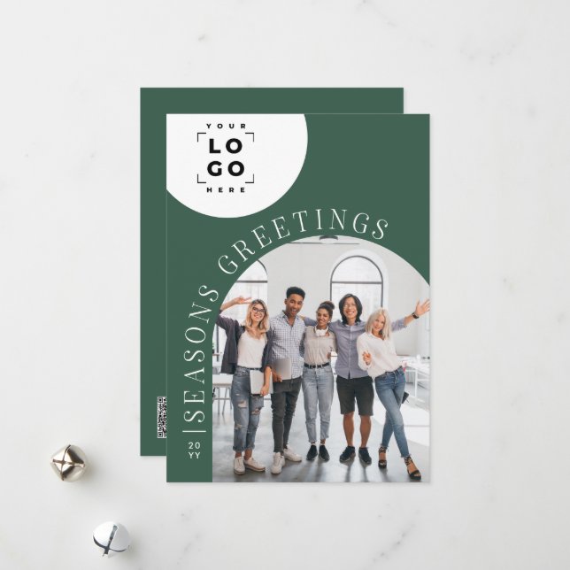 Business Arch Photo grönt logotyp - jul-Helgdag Julkort (Fram/Back In Situ)