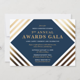 Business Awards Gala Elegant Guld & Navy Inbjudningar