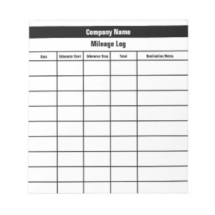 Business Black and White Company Namn milage Log Anteckningsblock