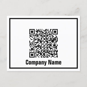Business Black and White Company Namn QR-kod Vykort
