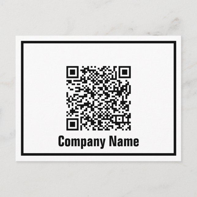 Business Black and White Company Namn QR-kod Vykort (Framsida)