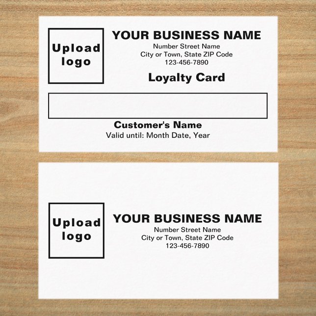 Business Black and White Flat Loyalty-kort Lojalitetskort (Front and back sides of white loyalty card. Loyalty card for your loyal customers.)