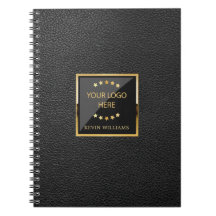 Business Black Faux Leather Logotyp Personlig