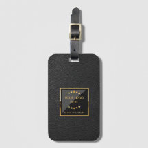 Business Black Faux Leather Logotyp Personlig