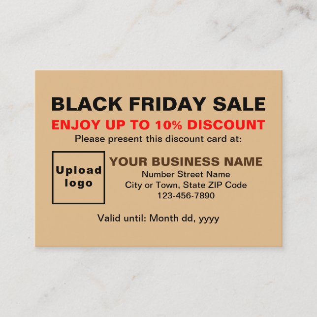 Business Black Fredag-försäljning på Light Brown Rabattkort (Framsida)