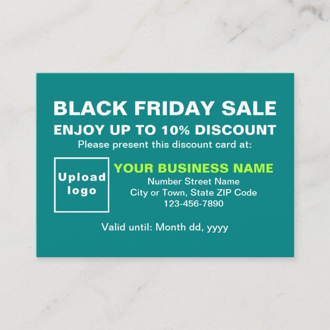 Business Black Fredag Sale på skalbar Grönt Rabattkort (Framsida)