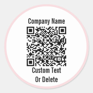 Business Black White Blek Rosa QR-kod Din text Runt Klistermärke