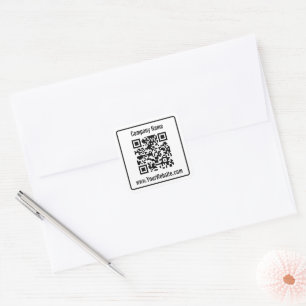 Business Black White Company Namn QR-kodmall Fyrkantigt Klistermärke