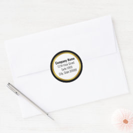 Business Black White & Guld Elegant Returadress Runt Klistermärke