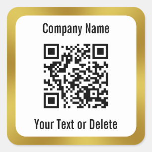 Business Black White Guld - QR-kod och text Fyrkantigt Klistermärke