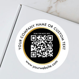 Business Black White Guld webbplats QR-kodleverans Runt Klistermärke