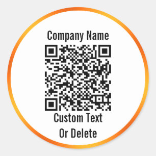 Business Black White Orange QR Code Company Namn Runt Klistermärke