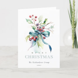 Business Blue Grönt Winter Berries Corporate Logot Helgkort