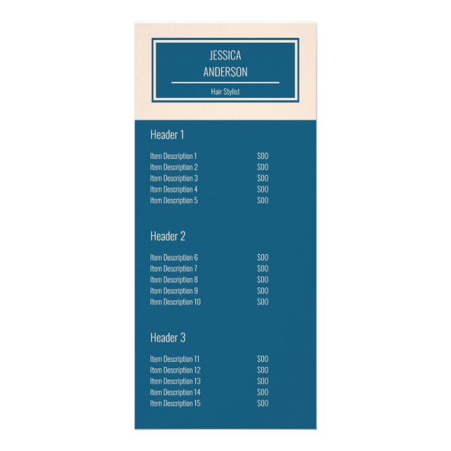 Business Blue och Beige Skönhetssalong Reklamkort (Framsidan)