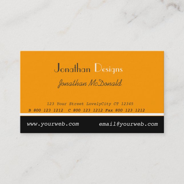 Business Bold Orange. Visitkort (Framsida)