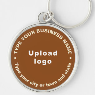 Business Brand Brown Round Premium Keychain Rund Silverfärgad Nyckelring