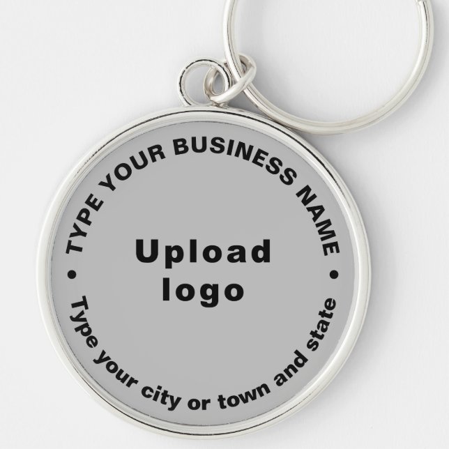 Business Brand Grått Round Premium Keychain Rund Silverfärgad Nyckelring (Framsidan)