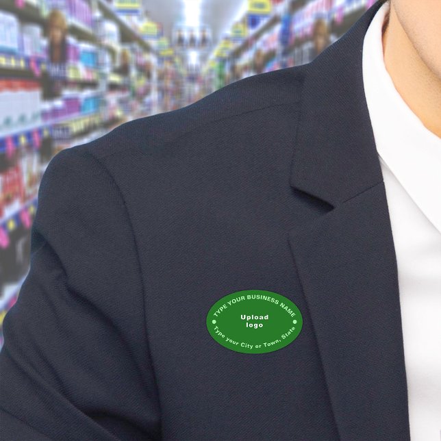 Business Brand Grönt Oval Namn bricka Namnbricka (Build brand name awareness. Your business brand on green oval name tag.)