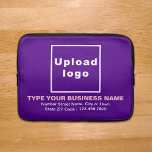 Business Brand Lila Laptop sleeve<br><div class="desc">Anpassade laptop sleeve att du användor att bygga medvetenheten om varumärket namn. Innehåll är din logotyp, ditt företag eller ditt företag namn, adress och ditt mobila nummer. Design är rosa och vittext på lilans bakgrund. Kontrollera utseendet när du har laddat upp logotyp och skrivit in text. Om utseendet passar dig...</div>